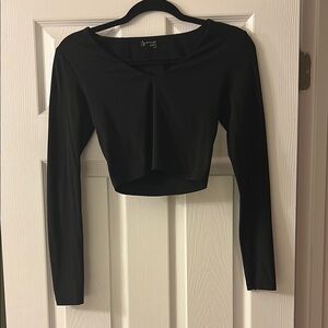 Offline by Aerie Black Long Sleeve Crop Top